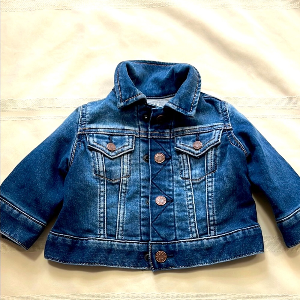 Gap stretch denim jean jacket jersey cotton lined EUC Sz 0-6m bundle to save
